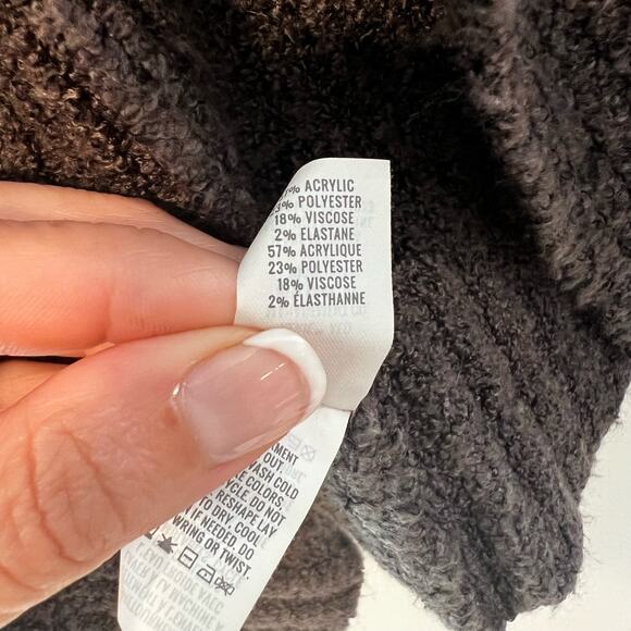 Aerie Oversized Knit Brown Cardgian Sweater Waterfall Collar Size Small - Picture 7 of 9